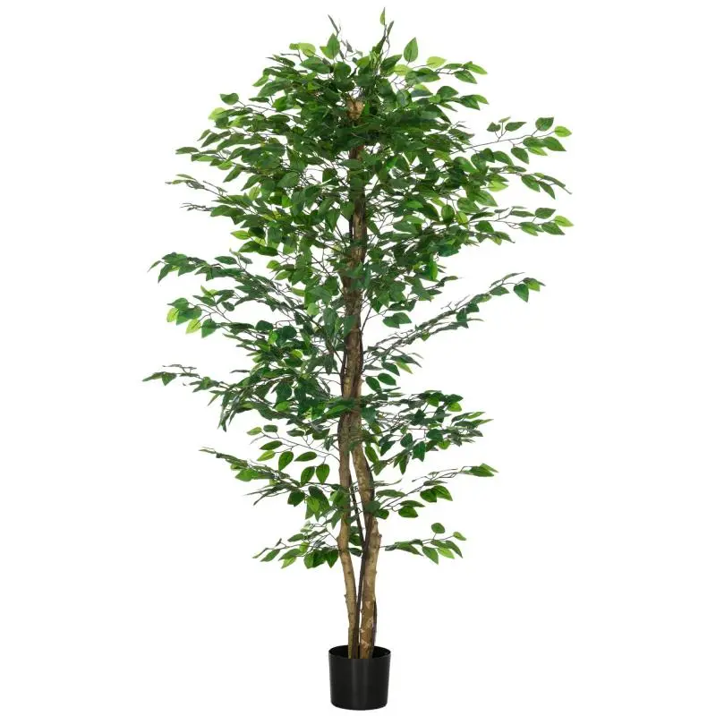 Artificial Ficus tree, realistic, low-maintenance, includes pot, 180 cm tall, green