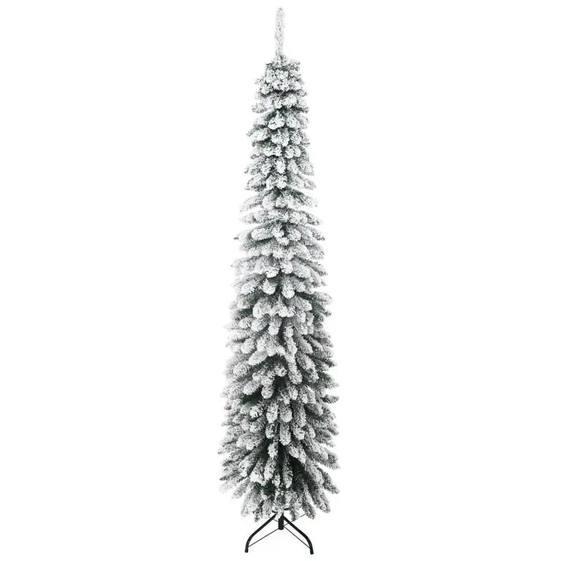 Artificial Christmas tree, snow-dusted, slim design, fire-resistant, 210 cm, green/white