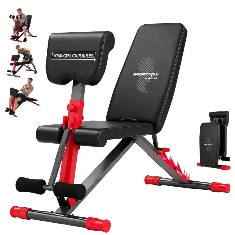 Adjustable Weight Bench for Home Gym, Foldable 300 kg, Incline/Decline/Flat, 7 Backrest Positions