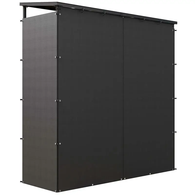 Outdoor log storage shelter, 2000 kg maximum load capacity, with waterproof protective cover, 185 x 62 x 184 cm, black