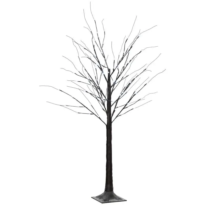 LED Light-Up Tree – Cool White Light Decoration – 96 LEDs – Indoor Use – 150 cm – Brown Christmas Decoration for Bedroom or Home