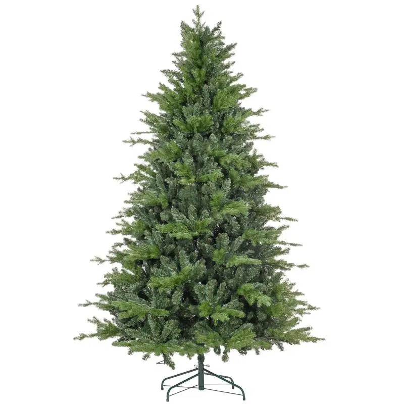 210 cm Green Plastic Christmas Tree with Metal Base and 2,445 Fire-Retardant Branches