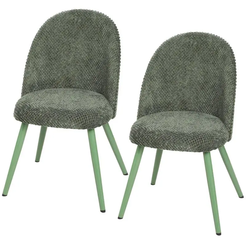 Set of 2 Velvet Dining Chairs with Padded Seat and Metal Legs