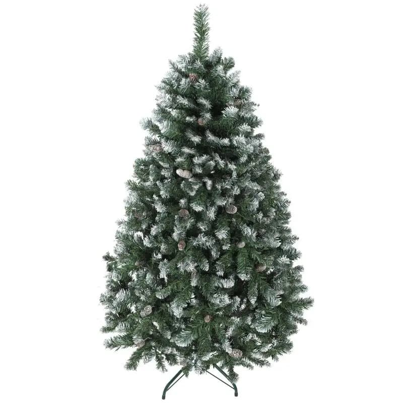 150 cm Artificial Christmas Tree with 581 Snow-Dusted Tips, 44 Pinecones, and Foldable Metal Stand – Easy Assembly – Green
