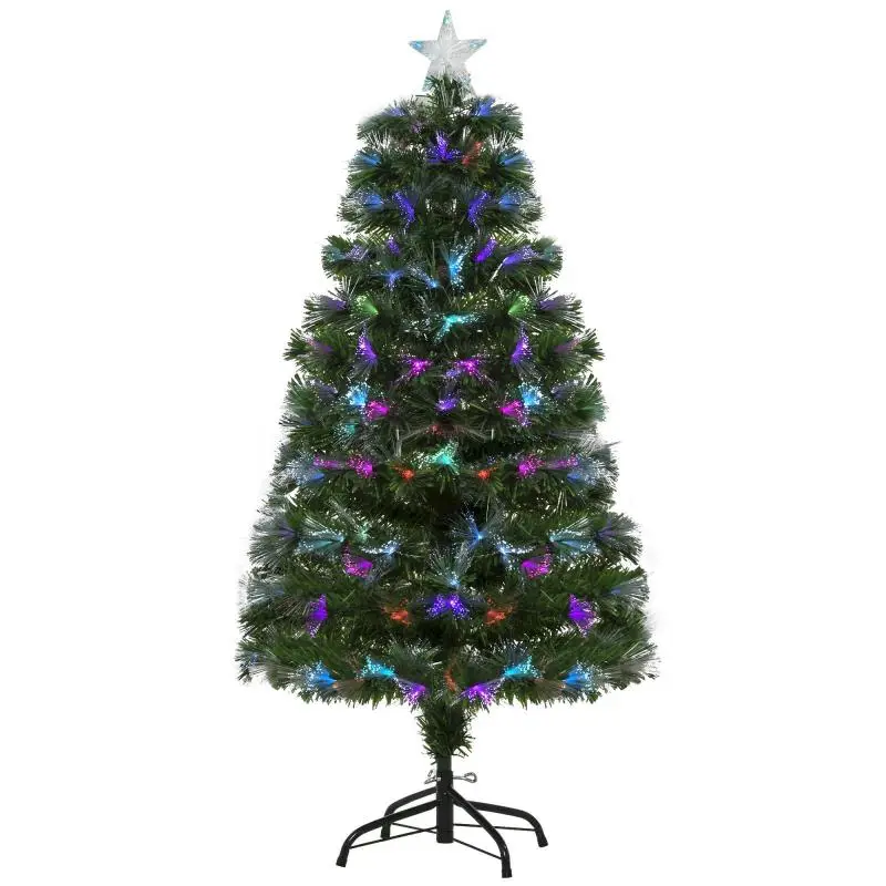 120cm Artificial Fiber Optic Christmas Tree with Color-Changing Lights (130 LEDs) – Green