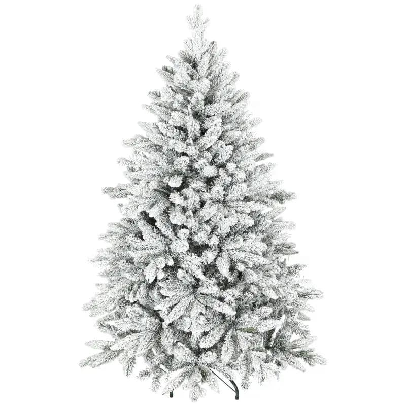 150 cm snow-flocked artificial Christmas tree, 768 branches, foldable metal stand, green