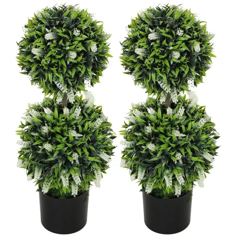 Set of 2 Artificial Plants, UV-Resistant Faux Plant in a Flowerpot, 70 cm Indoor Plant for Living Room and Garden