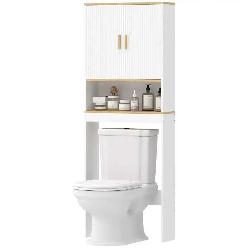 3-Tier Over-the-Toilet Storage Unit with Adjustable Shelves, 64 x 20 x 170.5 cm, White