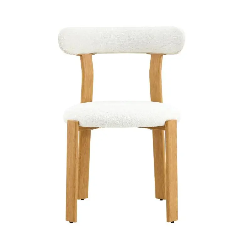 Set of 2, upholstered in breathable white bouclé fabric, ergonomic backrest, sturdy legs with non-slip pads, approx. 79 cm high, chairs only