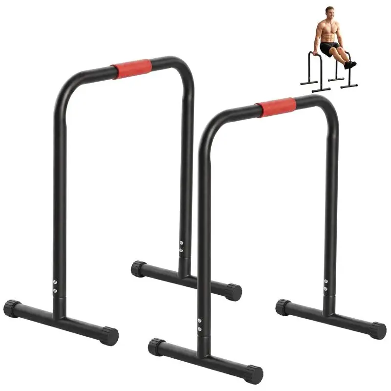 Parallel Training Bars with Extra-Wide Handles for Incline Push-ups, Strength Training, Calisthenics, and Dips – 63x41x73 cm – Black