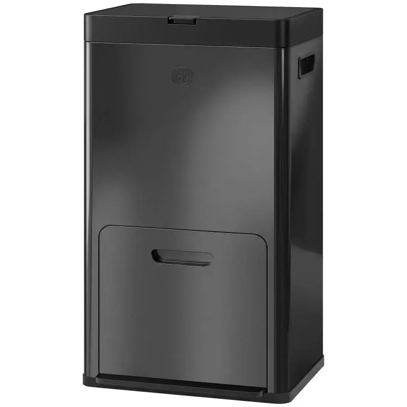 56L Black 410 Stainless Steel Recycling Kitchen Bin
