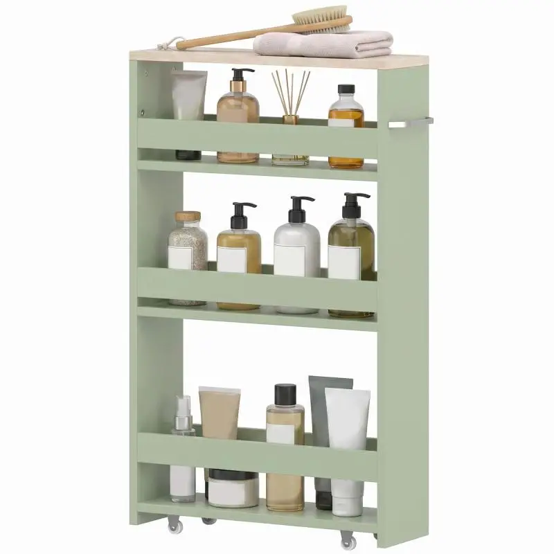 3-Tier Storage Cart with Handle 48x15x80 cm Green