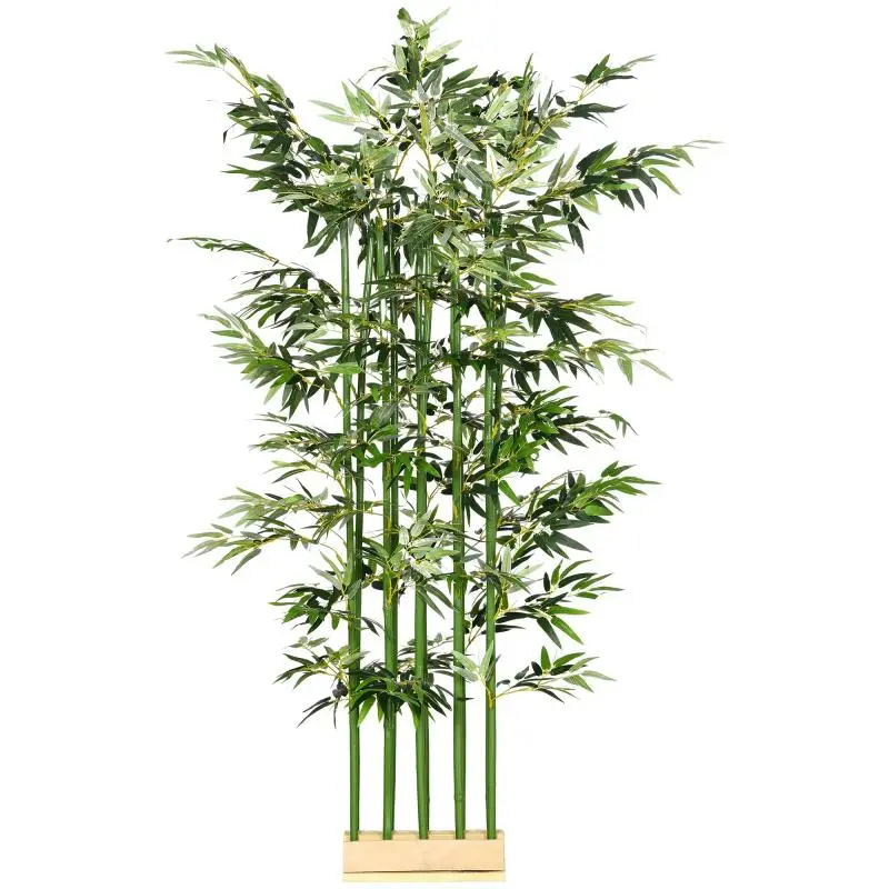 180 cm Artificial Bamboo, Realistic Leaves and Pine Wood Pot, Easy to Clean, for Home and Office, Green