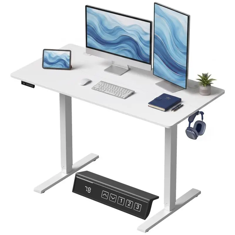 Electric Height-Adjustable Desk, 120x60 cm, White
