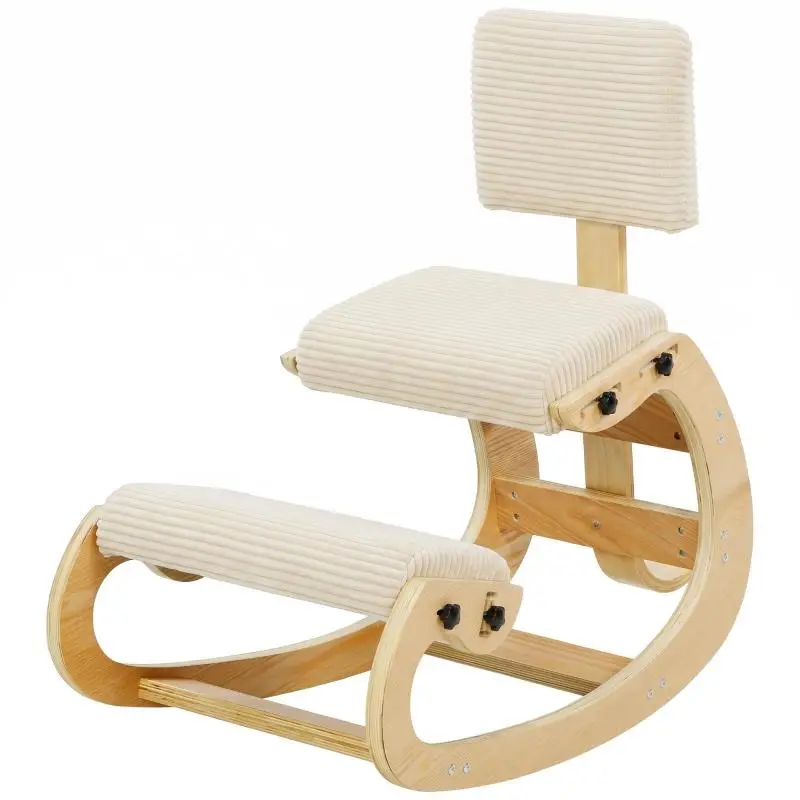 Ergonomic kneeling chair with backrest, corduroy look