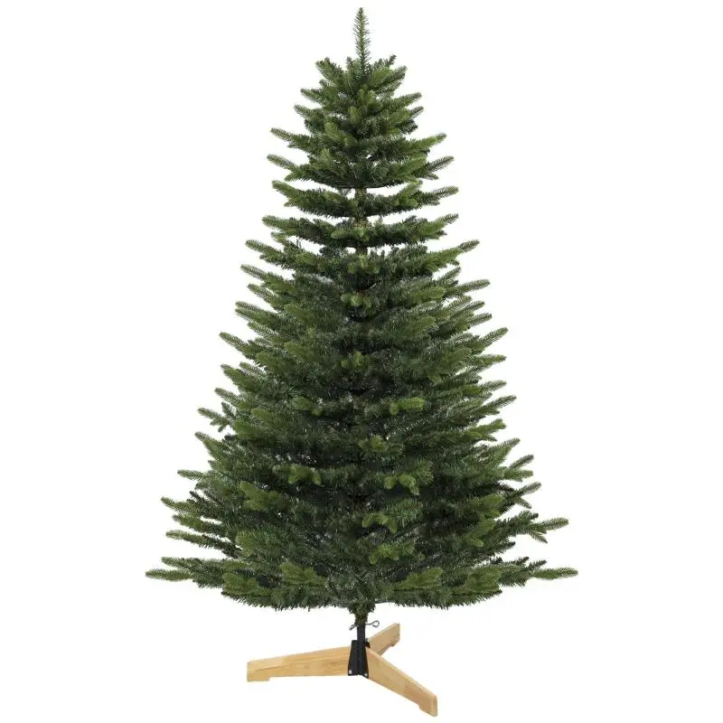 Artificial Christmas Tree 180 cm, Fraser Fir with Wooden Stand, 988 Realistic Branch Tips for Home and Office, Green