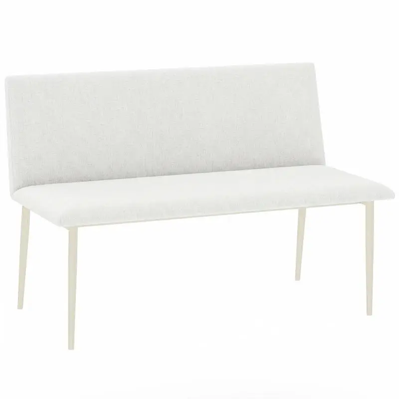 Armless dining chair, linen-look fabric, kitchen chair with backrest and metal legs, for living room, cream