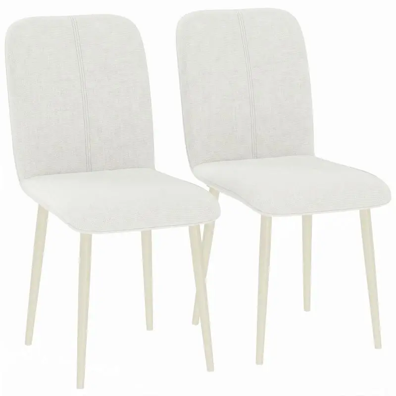 Set of 2 dining chairs, upholstered kitchen chairs with a linen look and light-colored legs, cream