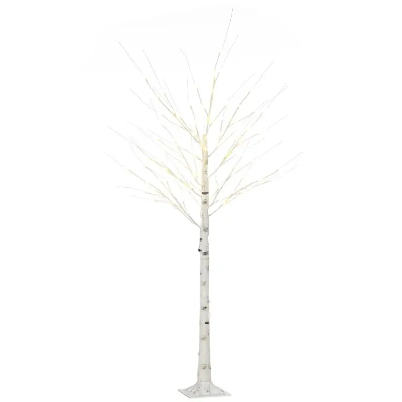 White Christmas Tree with LED Lights and 12 Branches for Indoor and Outdoor Use, Made of PP and Metal, 22x22x180 cm