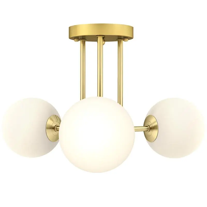 Vintage Ceiling Chandelier with 3 G9 Light Sockets, 42x42x26.5 cm, Gold