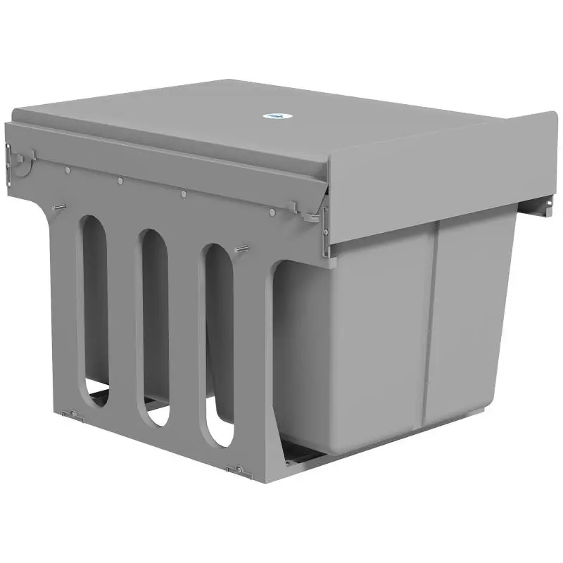 31L Pull-Out Under-Sink Waste Bin with 3 Removable Bins and Top Shelf, Light Grey