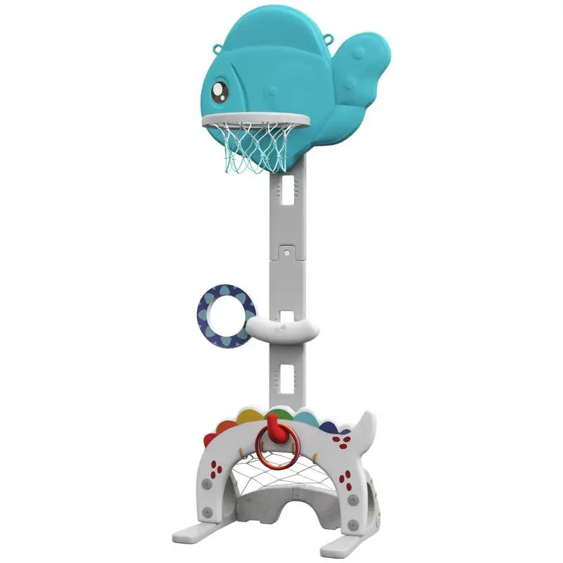 5-in-1 Kids' Basketball Hoop (Height-Adjustable 134–152 cm) with Basketball, Pump, Soccer Goal, and Golf Set – Indoor/Outdoor