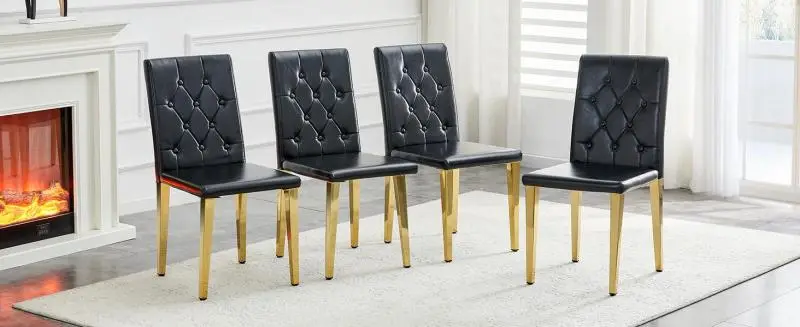 Set of 4 dining chairs in black with high-gloss silver – understated luxury.A top choice for European dining areas, featuring silver-colored metal legs that offer versatile styling options.