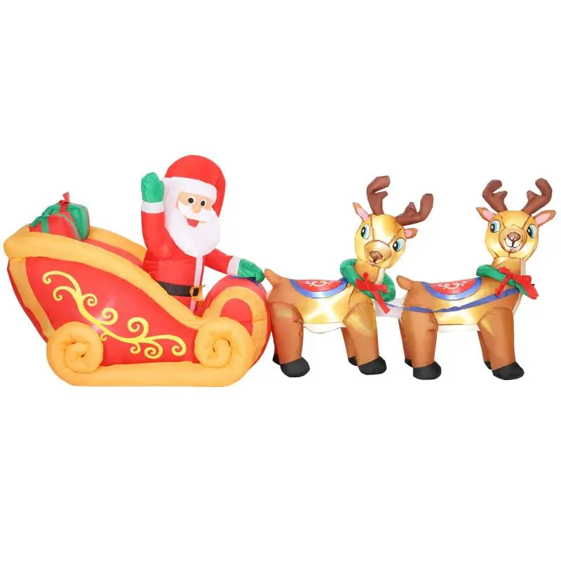 2.4m Inflatable Santa Claus with Sleigh and Reindeer, featuring 6 LED Lights and Blower – Suitable for Indoor and Outdoor Use