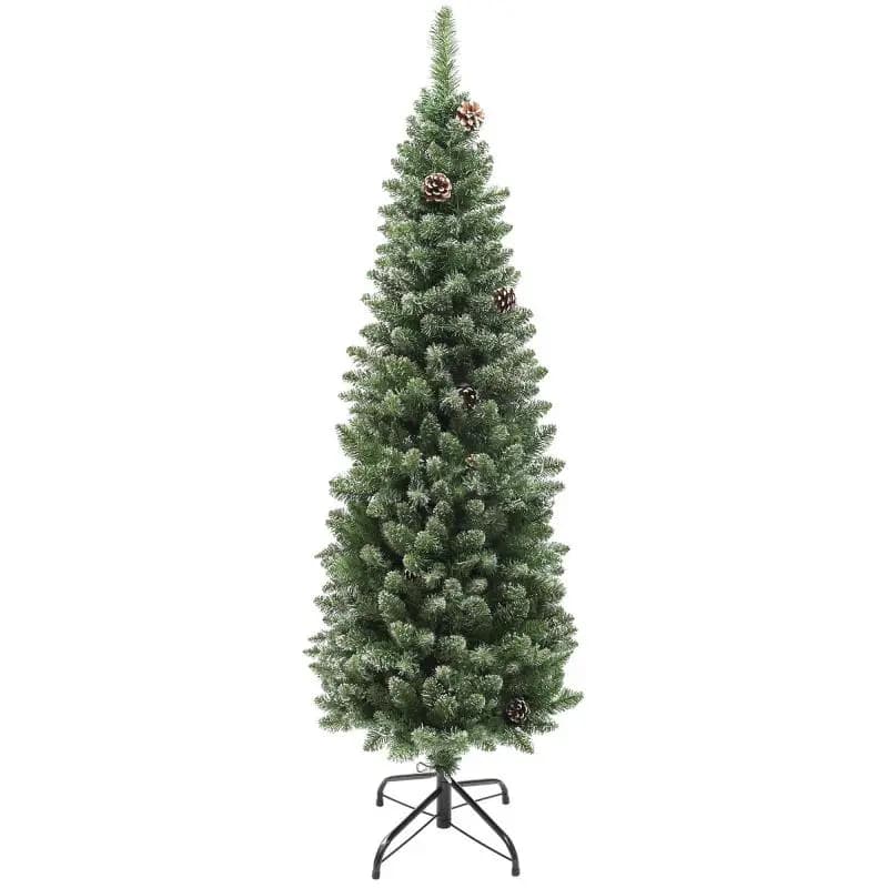 150 cm Artificial Christmas Tree with 395 Tips, 30 Pinecones, and Metal Stand – Green Indoor Christmas Tree for Living Room