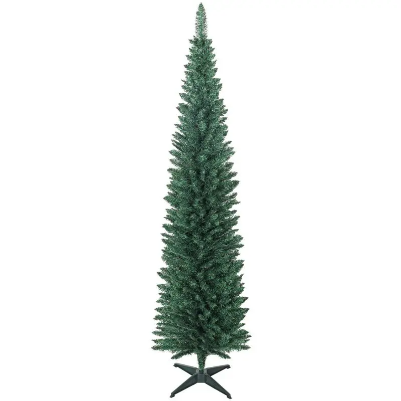 Slim Christmas Tree 210 cm with 401 Tips and Metal Stand – Easy to Assemble – Indoor – Green