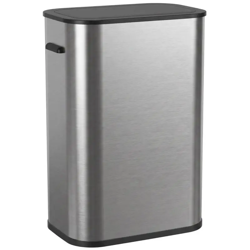 55L Automatic Stainless Steel Kitchen Trash Can, Soft-Close Lid, Battery-Operated, Silver