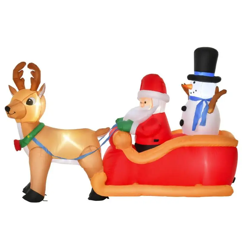 Inflatable Santa Claus Christmas Decoration – Outdoor Christmas Decor, Sleigh, Incl. Blower, 1.8 m, Red + Brown