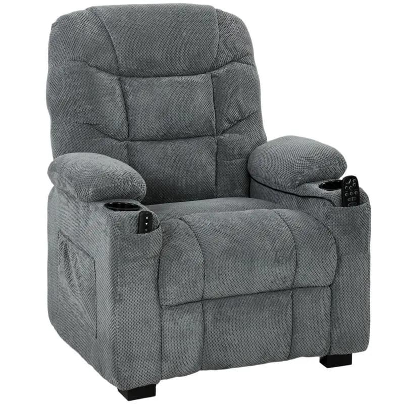 Electric Recliner with Massage & Heat, Quiet Motor, and Memory Function, Dark Grey