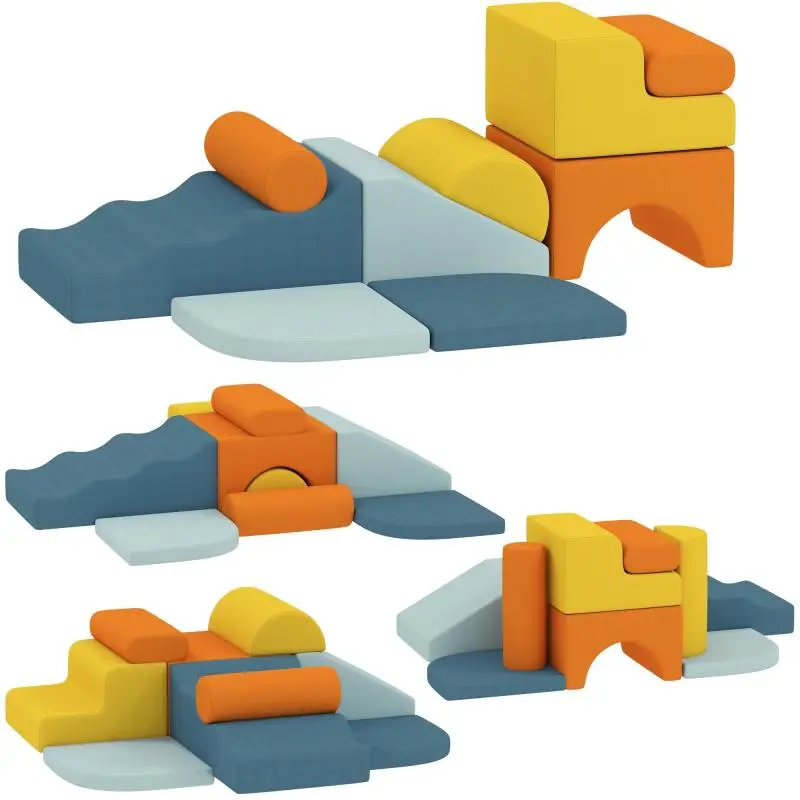 Set of 9 Soft Building Blocks for Children Aged 3–6 with Foam and Removable Velvet Covers, Multicolored