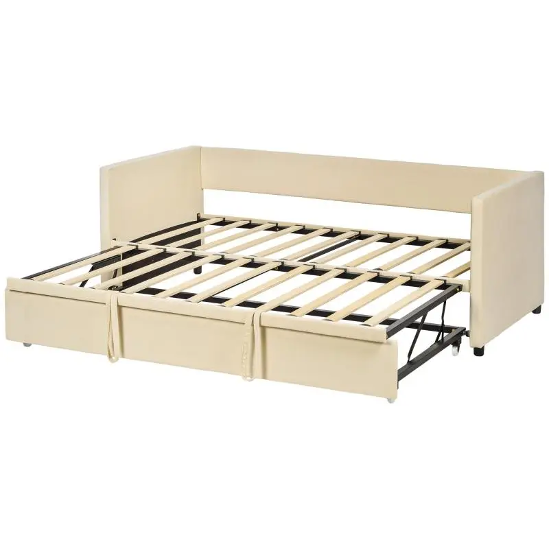 2-in-1 sofa bed frame (2-seater sofa and double bed), compatible with two 90 x 190 cm mattresses.