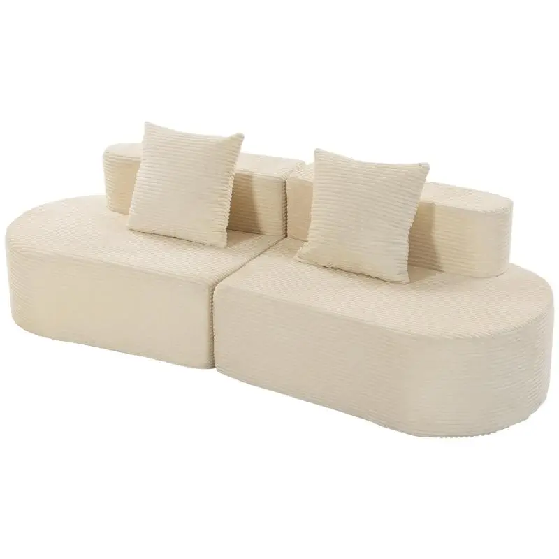 3-seater sofa, modular cloud sofa without a rigid frame, wide & deep seat, spring cushioning, corduroy upholstery, beige