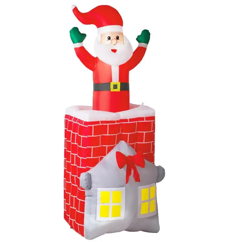 Inflatable Christmas decoration, Santa in chimney, LEDs, blower