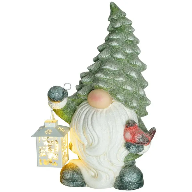 Christmas gnome with lantern, LED, battery-operated, weather-resistant, 28x21x42 cm