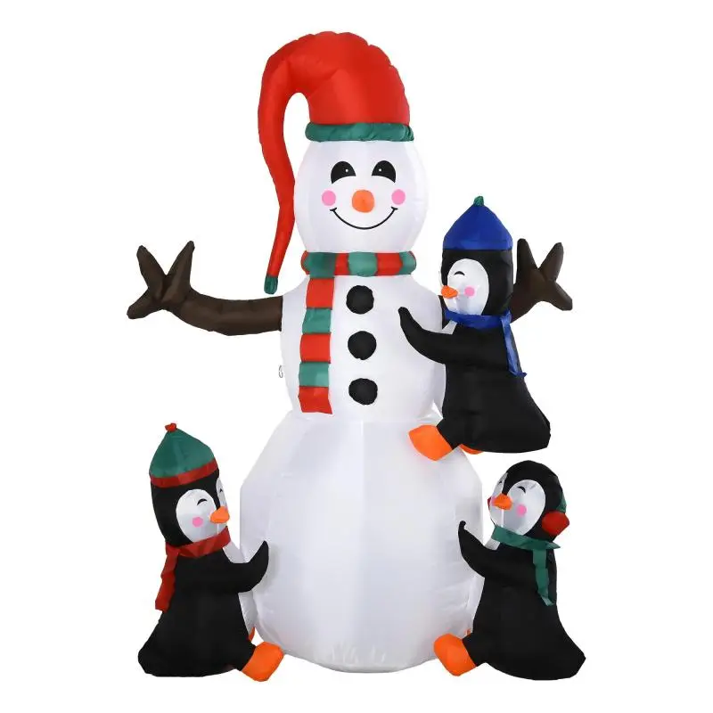 Snowman outdoor Christmas decoration, incl. blower, colorful LEDs, self-inflating 1.4 m, multicolored