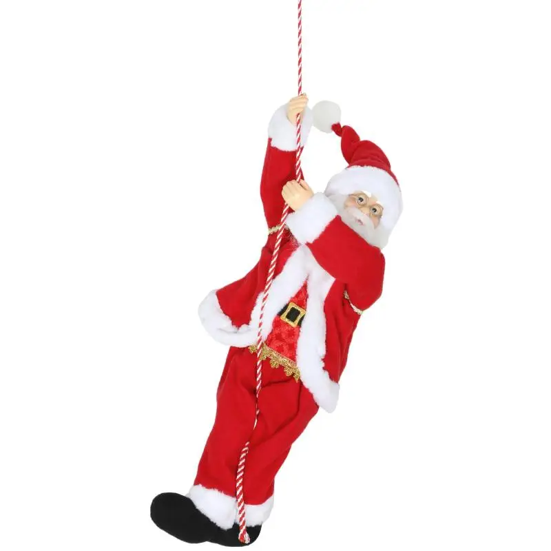 60 cm Singing and Climbing Santa Claus with Gift and Rope, Sound Function, Indoor, Red