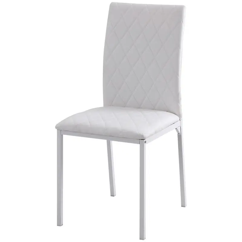 Set of 4 Padded Dining Chairs with Faux Leather Upholstery, 41x50x91cm - White